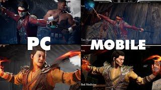 Mortal Kombat 1 PC vs. MK Mobile - Kenshi & Shang Tsung Fatal Blow side-by-side comparision.