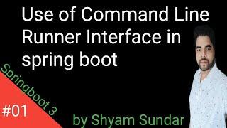 Use of Command Line Runner Interface in spring boot || Shyam Sundar