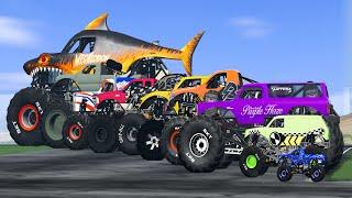 Monster Truck Mass Battle: From Tiny to Giant! - Beamng drive