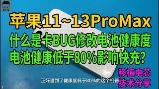 蘋果iphone11~iphone13ProMax卡bug修改電池健康度 電池健康低於80%影響快充？ #電芯移植 #蘋果how to change iphone battery health