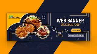 Professional Website Food Banner Design - Adobe Photoshop Tutorial