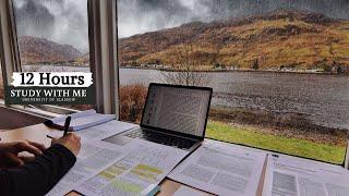 LIVE | 12 HOUR STUDY WITH ME on RAINY DAY | RAIN Sound, Background noise, 10-min Break, No music