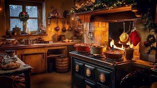 Cozy Wood Stove Ambience | Sounds of a Country Kitchen in Winter | 8 Hours