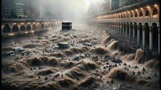 The holy city of Mecca now! Kaaba in ruins! A storm with wind speed of 299 km/h right now!