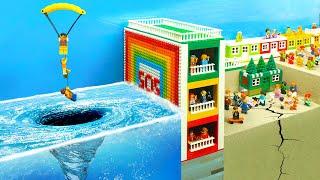 LEGO CITY Flooded by Water TORNADO Vortex Whirlpool Experiment - LEGO TSUNAMI DAM BREACH EXPERIMENT