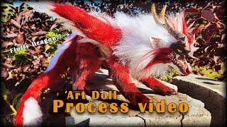 How I made a fluffy red dragon poseable art doll! Step by step process video