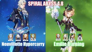 C1 Neuvillette Hypercarry & C0 Emilie Arlecchino Burning | Spiral Abyss 4.8 | Genshin Impact