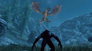 Maxed Out Werewolf vs Legendary Dragon - Skyrim