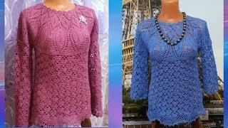 Блузка"Листопад"с кокеткой крючком.Часть6.МК.Blouse Listopad yoke crochet.Часть6.MK.