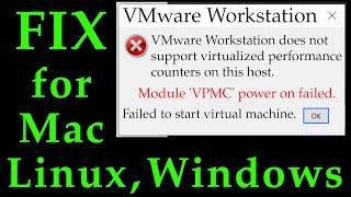 VMware Workstation does not support virtualized performance counters on this host | VPMC power fail