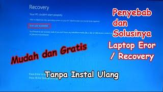 Beberapa Penyebab Dan Solusinya Windows 10 Bluescreen Error Recovery|Your PC Couldn't Start Properly