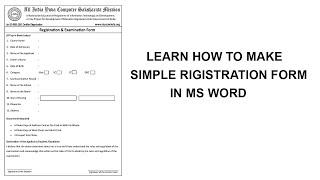 Simple Registration Form | Admission Form in Ms word