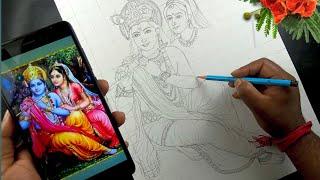 Janmashtami Radha Krishna Drawing / Radha Krishna Drawing oil pastel / Janmashtami Drawing