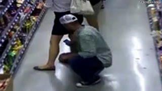 Watch: Man caught taking pics up womanâs skirt!