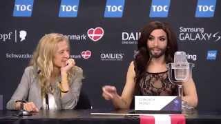 Austria - winner of Eurovision 2014. Press conference with Conchita Wurst (Rise Like a Phoenix)