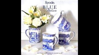 Set Of 4 Classic Spode Blue Italian 12 oz Mugs