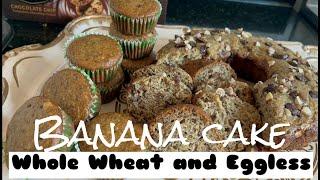 WHOLE WHEAT & EGGLESS BANANA CAKE || Baking Vlog || EgyPino SaraHima