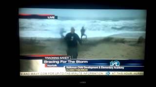 Hurricane Sandy Gangnam Style On Live TV LMFAOO!