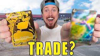 Trading My RARE Pikachu Pokemon Card To A Fan!