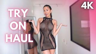 4K TRANSPARENT SHEER BLACK FISHNET TRY ON HAUL NINACOLA