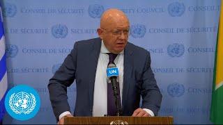 Russia on Train attacks, Iran & other topics - Security Council Media Stakeout | United Nations