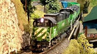 Part 125 - BN Alco C-636 "dog's breakfast" meets PRR hammerhead slo-mo #hoscale #modelrailroad #art