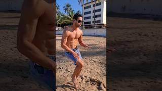 Morning workout at the beach ️  #fitness [ Karan Oberoi | Male Model Beach Workout ]