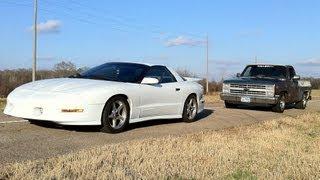 84 Chevy Truck 5.3 LS vs 96 Trans Am LT1 - Street Race Video - C10 Before Heads/Tune Race
