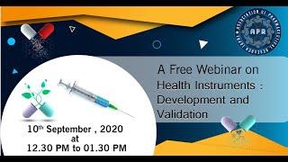 Live Webinar on Health Instruments: Development and Validation