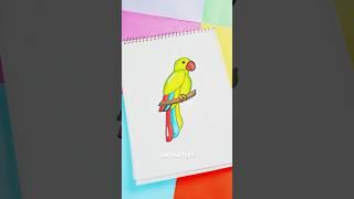 Beautiful Bright Parrot Coloring Art!#shorts #short #parrot #art