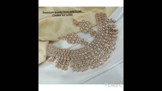 rosegold finish choker necklace set watsapp 9840364709