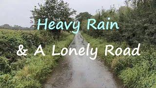 Walking In Heavy Rain On A Lonely Country Road - Rainy Walk With Umbrella - Relaxing Rainfall Sounds