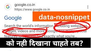 Why and how to use data-nosnippet in Website | in HINDI