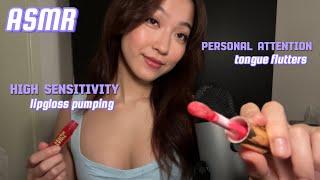 ASMR HIGH Sensitivity Mouth Sounds  Lipgloss & Makeup Application