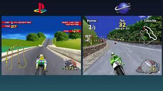 PlayStation vs Sega Saturn - Moto Racer vs Manx TT Superbike (Graphics Comparison)