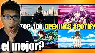 FALLE... | LOS 100 OPENINGS DE ANIME MAS ESCUCHADOS DE SPOTIFY REACCIÓN