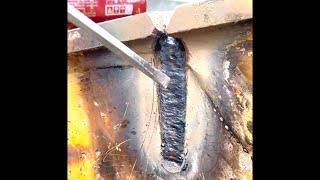 Rebuild of cracked excavator boom, perfect welding repair job of excavator