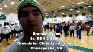 GCA DE Brandon Wynn at the recruit757 Senior Showcase