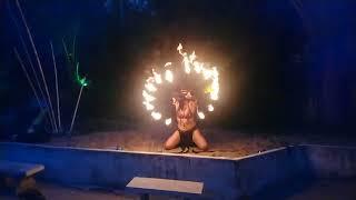 Guy's bar Koh Phangan in morning, life Fire Exotic Belly dance performance in one of the last party