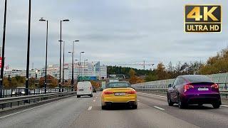 4k Driving in Stockholm high way | Sweden - Stockholm - Söder | Dricing in Autumn