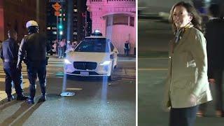 VIDEO: Driverless cars get stuck on motorcade route as VP Kamala Harris returns to SF for fundraiser