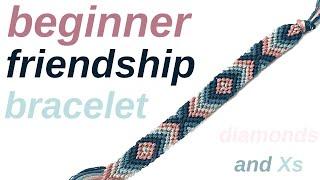 diamonds and Xs tutorial (beginner) || friendship bracelets