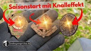 Der Saisonstart beim Sondeln ist geglückt! Kaum raus klingelt der Metalldetektor.