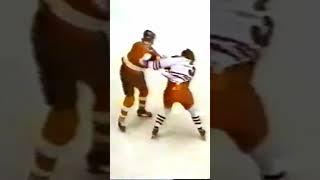 Behn Wilson & Barry Beck dance during Rangers-Flyers Brawl. #nhlfights #hockeyfights