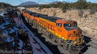 BNSF Freight Trains near Flagstaff on the Seligman Subdivision - Winter 2019