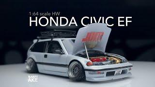 Honda Civic EF ซีวิคตัวพ่อยุค 80s 1:64 Custom car Hot Wheels