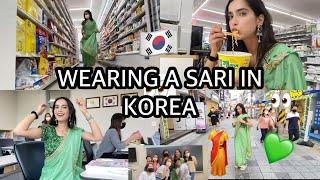 24 HOURS SAREE CHALLENGE IN KOREAI wore a saree for the first time!