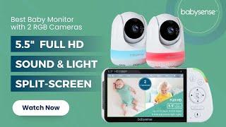 Babysense 5.5” 1080p Full HD Split-Screen Baby Monitor with Two RGB Night Light Cameras