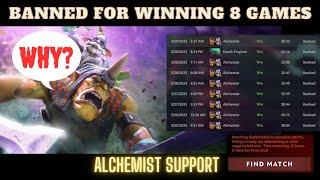 Banned for Winning: My 8-Game Streak as Alchemist Support with Fast Aghanim Build!