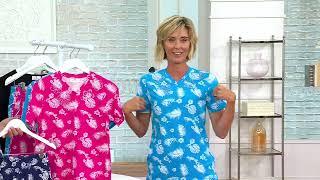 Quacker Factory Printed Palm Short Sleeve Top on QVC